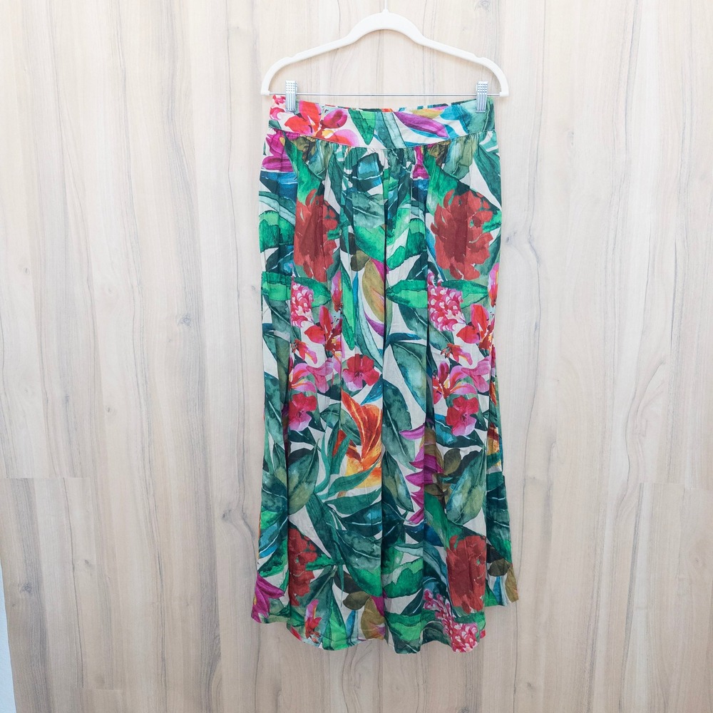 Primark Womens Floral Maxi Skirt 6 Multicolor Tropical Cotton Resort Vacation